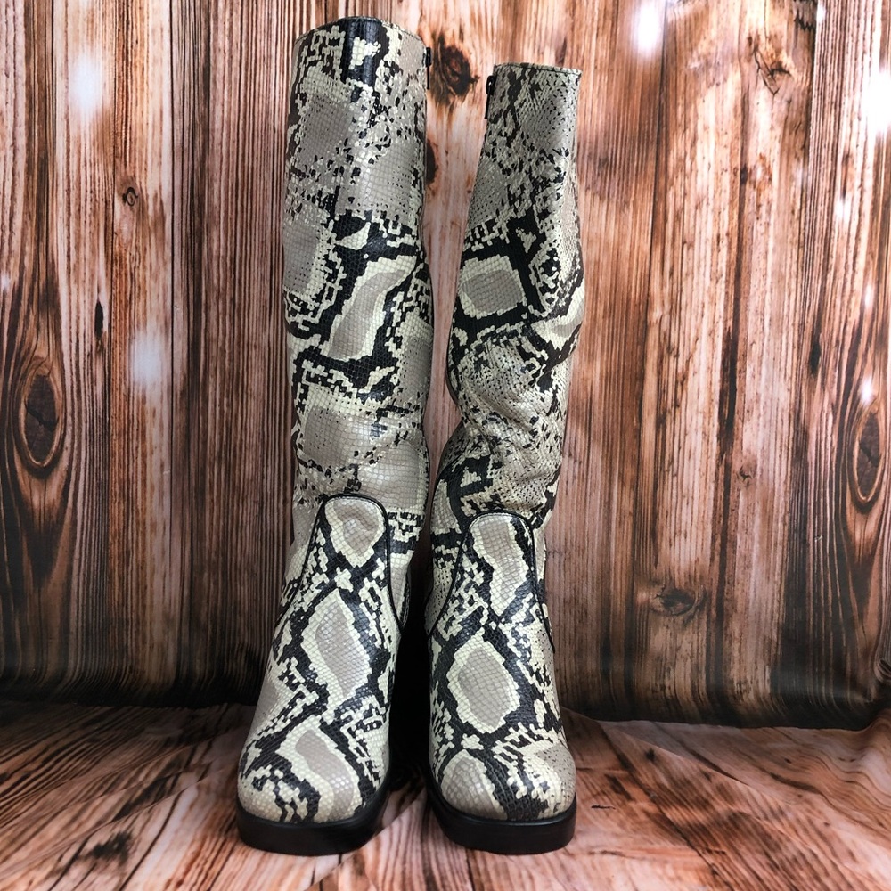 Durango Snakeskin Leather Stacked Heel Platform Boots - Picture 6 of 13